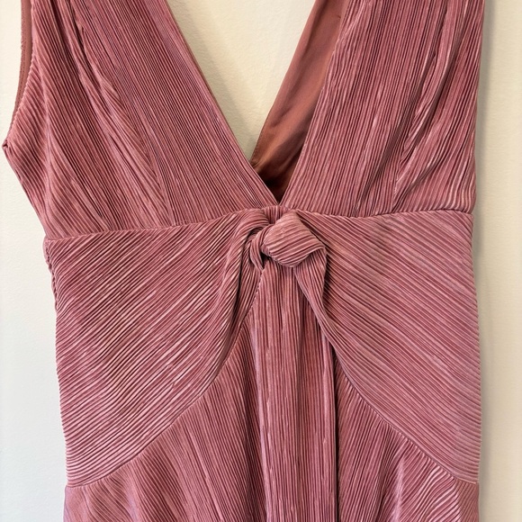 Free People Twist And Shout Desert Rose Pink Mini Dress Pleated VNeck Sleeveless - Picture 9 of 12